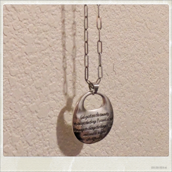 Big Serenity Prayer Charm on Paper Clip Chain Necklace Hook Clasp - Picture 7 of 8